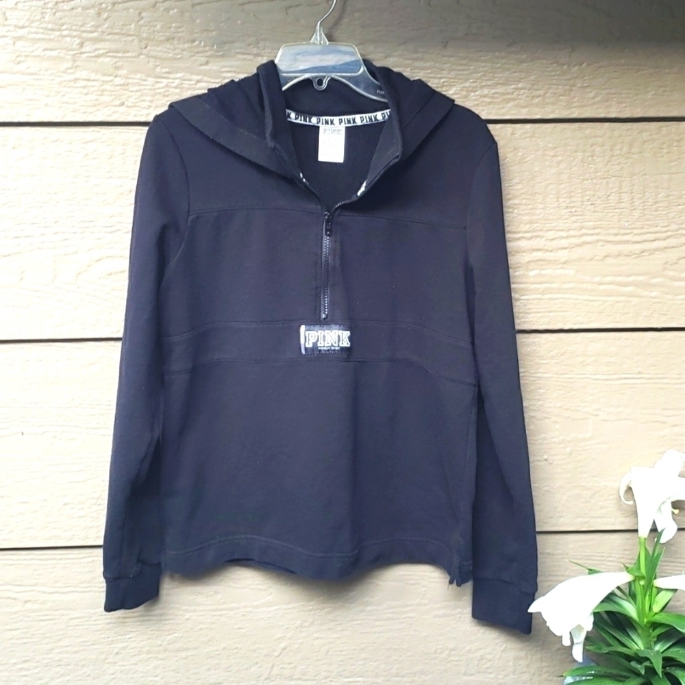 VS Pink Quarter Zip Hooded Jacket M Black